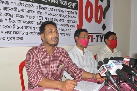 '23,159 Posts were Vacated in Tripura in last 3 Years but only around 3,000 Employees have been Recruited' : DYFI, TYF '23,159 Posts were Vacated in Tripura in last 3 Years but only around 3,000 Employees have been Recruited' : DYFI, TYF